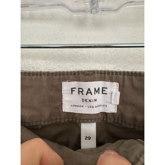 Frame Fatigue Crop Cotton Blend Army Green Pants Straight Leg Twill Women's 29 - Picture 6 of 9